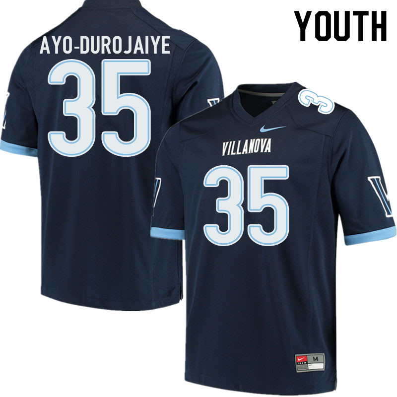 Youth #35 TD Ayo-Durojaiye Villanova Wildcats College Football Jerseys Sale-Navy